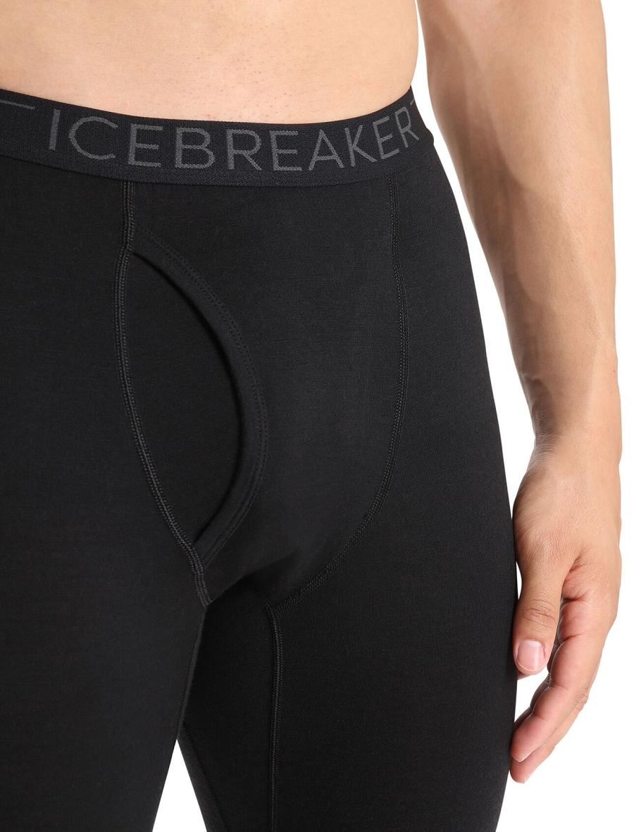 Black Icebreaker Merino 200 Oasis with Fly Men's Leggings | AU 1134MQZA